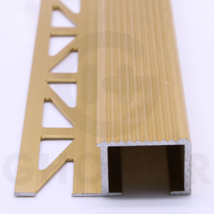 Factory Price Box Capping Aluminium Profiles Aluminum Anti Slip Tread Nosing Edge Stair Nosing Strips in Foshan