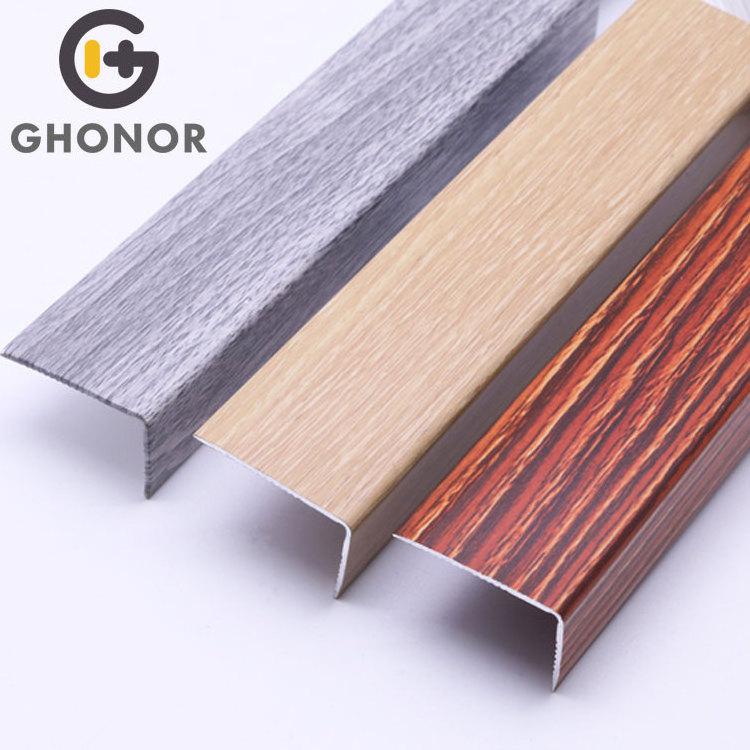 Aluminum Profiles Stair Nose Edging Flat Step Grain Wood Finish Stair Nosing