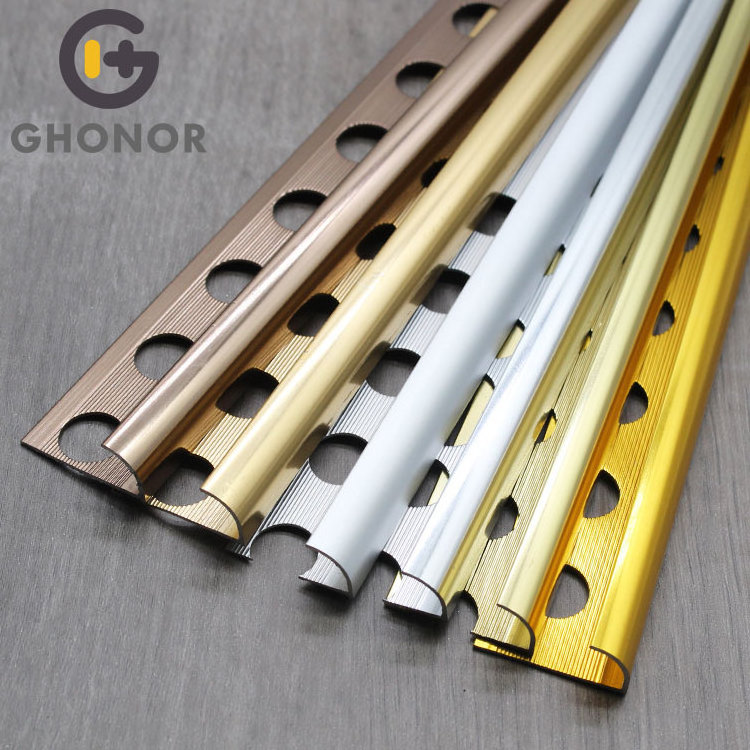 Low Price Metal Decorative Wall Molding Ceramic Gold Edging Curved Tile Edge Trim Border Strip Corners Aluminium Trim