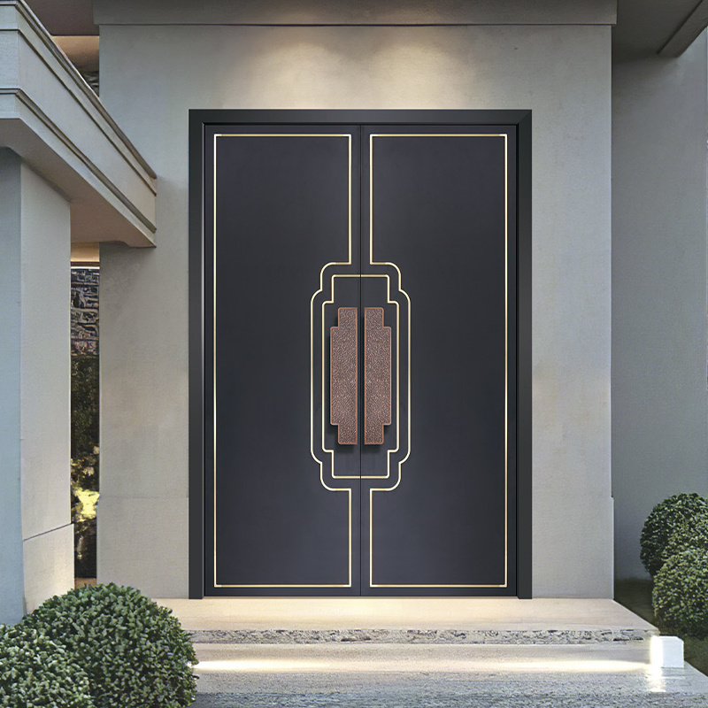 Jinting Modern House Front Double Door Security Entrance Doors With Fingerprint Lock