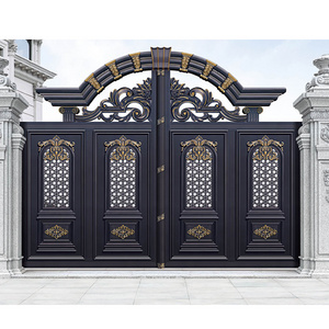 Wrought Iron Side Gates Decorative Wrought Iron Gate Accessories Latest Main Gate Design with Wheel Swing Gate Opener