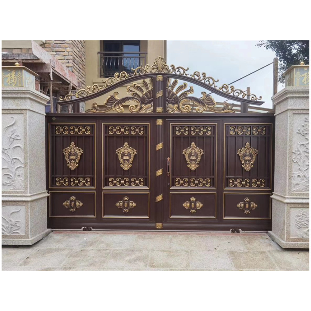 Automatic Swing Gate Designs Luxury Anti-Rust Wrought Iron Gate Cast Aluminum Simple New Style Single Main Gate Design