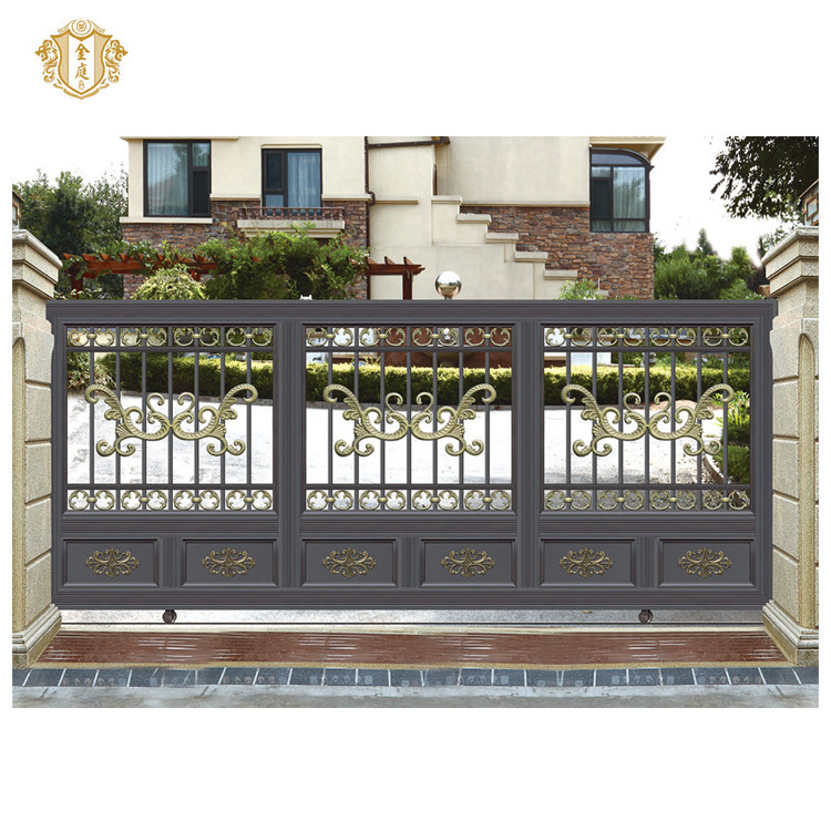 Automatic Swing Gate Designs Luxury Anti-Rust Wrought Iron Gate Cast Aluminum Simple New Style Single Main Gate Design