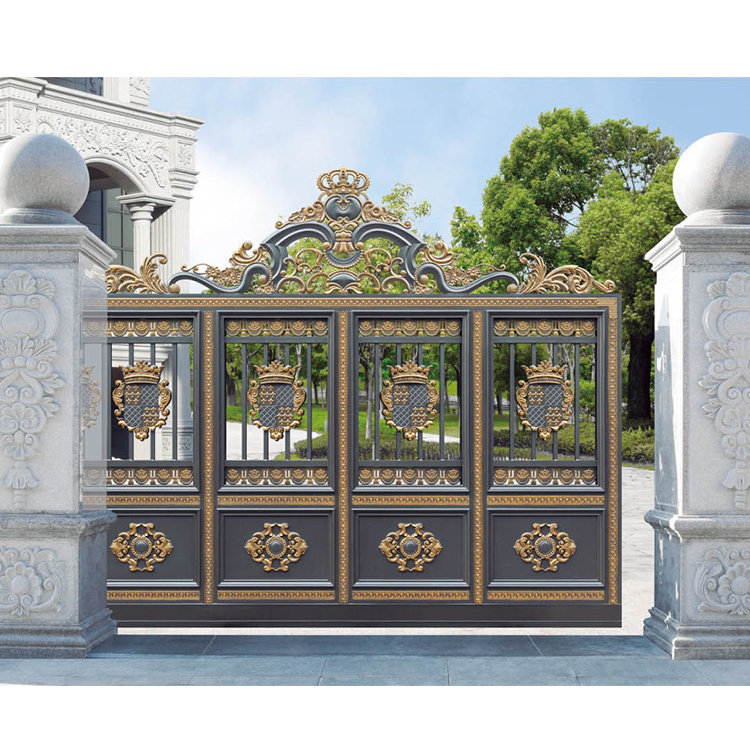 Automatic Swing Gate Designs Luxury Anti-Rust Wrought Iron Gate Cast Aluminum Simple New Style Single Main Gate Design