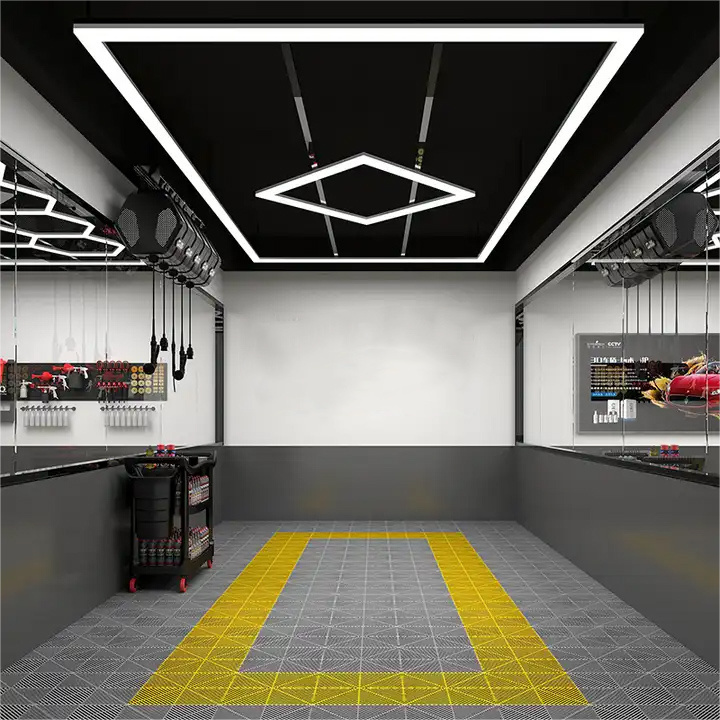 Led repair and beauty workstation lamp 4S shop exhibition hall ceiling lamp Car Wash Lighting Quadrilateral Hex Garage Lights