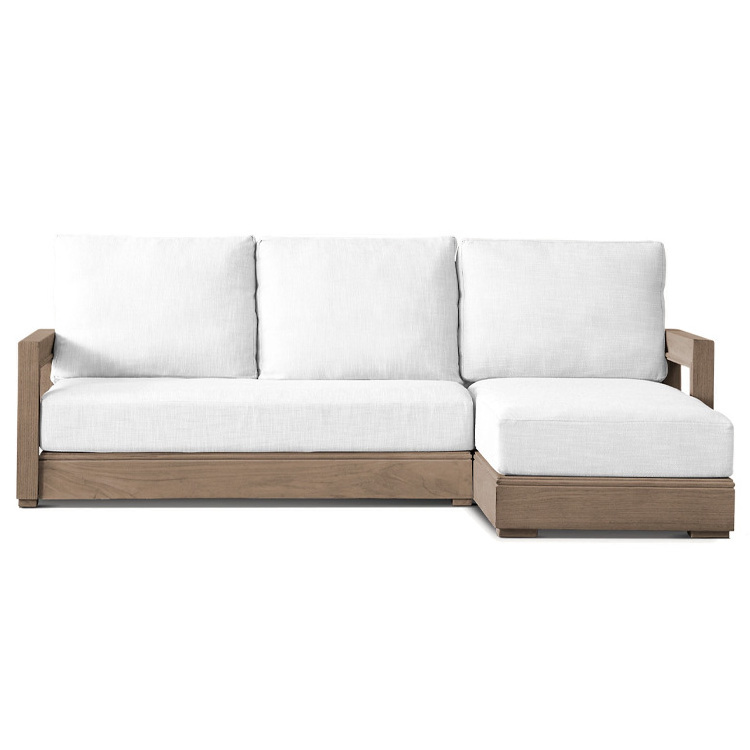 Patio Outdoor Garden Furniture Set Luxury Teak Outdoor Sofa Solid Wood Modern Lounge Sofa Chaise Sectional