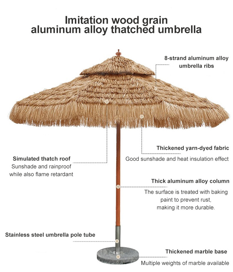 Large Size Umbrella Beach Sun Shade Umbrella Waterproof Hawaiian Hula Beach Umbrella Patio Used Straw PP Material