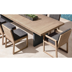 Modern Solid Teak Wood Outdoor Dining Set Patio Restaurant Furniture Bistro Garden Table And Chair Set For 6 8 10