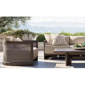 Luxury Garden Sofa Set Aluminum Outdoor Furniture Rattan Sofa Set Modern Cane Panel Back Patio Furniture