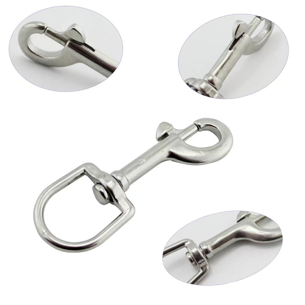 Factory Custom High Quality 304/316 Stainless Steel Swivel Eye Snap Hooks/swivel Bolt Snap Hook Carabiner For Dog Leash