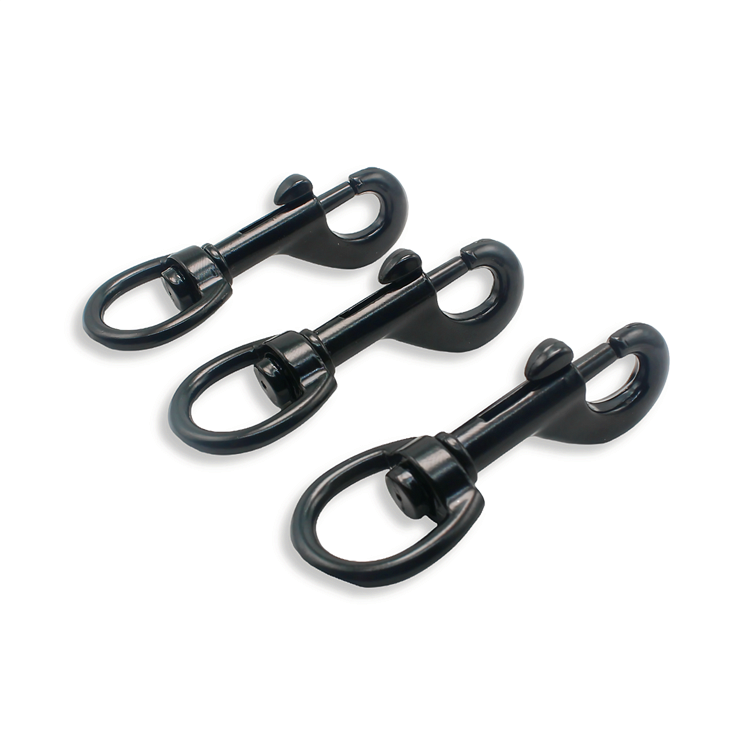 Durable black metal clip stainless steel swivel snap hook for dog leash