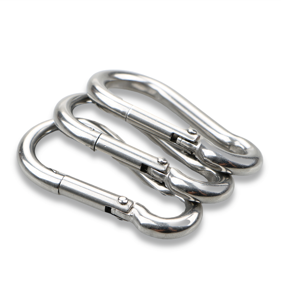 Wholesale 304 stainless steel carabiner clip outdoor spring buckle 316 carabiner hook