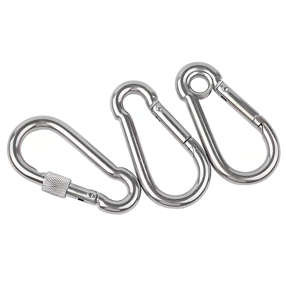 Wholesale 304 stainless steel carabiner clip outdoor spring buckle 316 carabiner hook