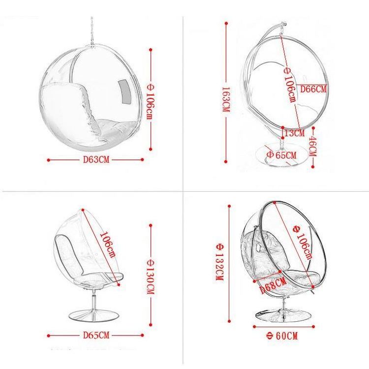 Supplier Indoor Exterior Unique Furniture Clear Swing Acrylic Hanging Ball Golden Egg Bubble Chair