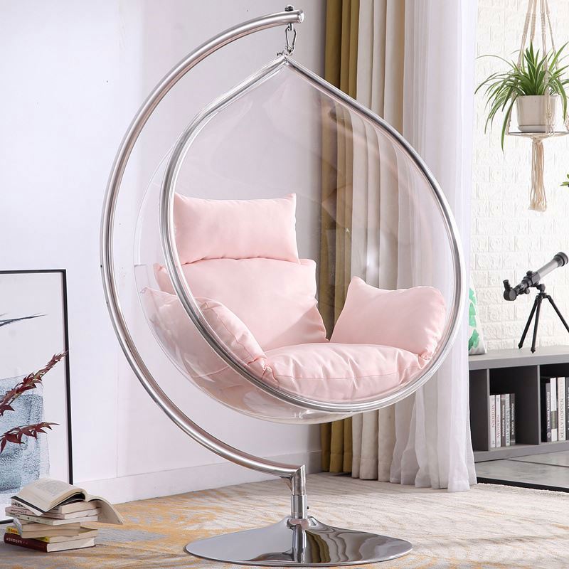 Supplier Indoor Exterior Unique Furniture Clear Swing Acrylic Hanging Ball Golden Egg Bubble Chair