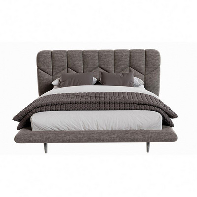 Modern Nordic Villa furniture solid Wood frame bed Set sponge upholstery fabric Bed Frame King queen size bed