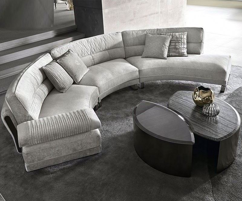 High end custom Italy modern design sectional leather sofa for villa half circle sofas curved corner half moon sofa