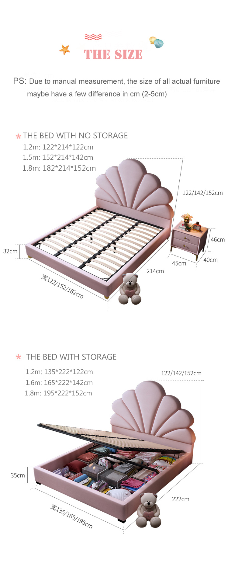 Light luxury children beds furniture girl princess pink velvet bed princess kids bed