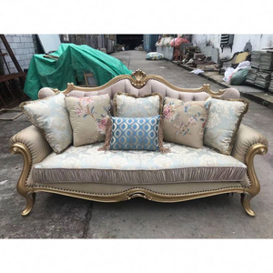 European Italian style luxury sofas antique king golden classic leather couch living room fabric wohnzimmer sofa