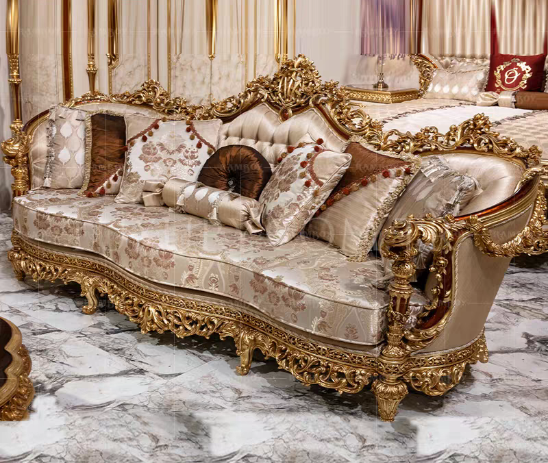 1 seat luxury classic carved wood french provincial sofa set Europe, upholstery fabrics Victorian antique vintage wooden sofa