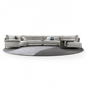 High end custom Italy modern design sectional leather sofa for villa half circle sofas curved corner half moon sofa