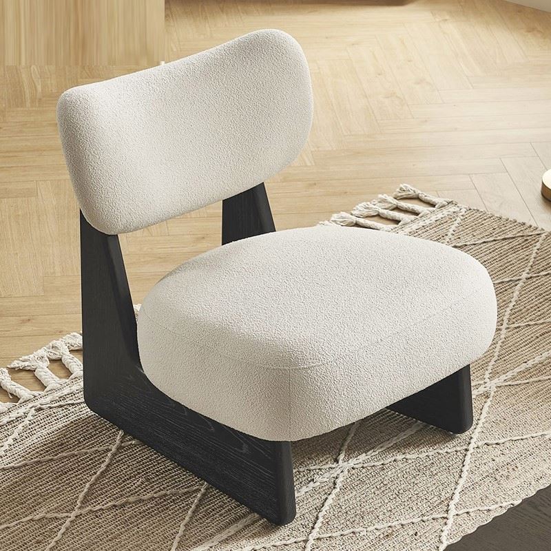 Nordic Wabi Sabi Style Relax Chair Living Room Furniture Home Solid Wood Teddy Fabric Upholstery Leisure Chair