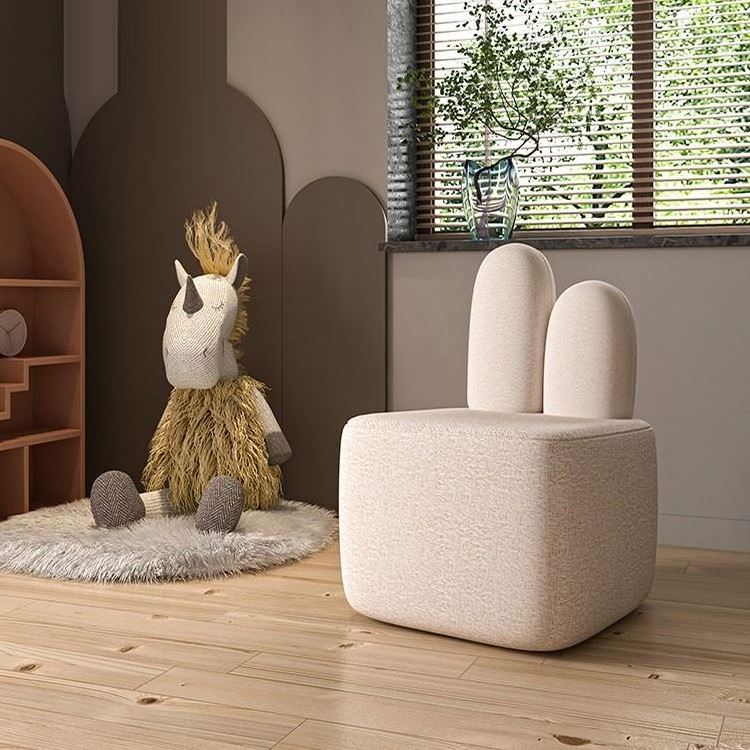 living room modern single sofas fabric white rabbit chair for kids high back leisure accent lounge chair