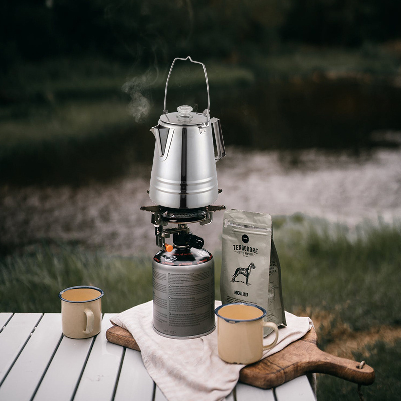 Outdoor camping non stick Campfire Stove Top Coffee Maker Pot stainless steel camping coffee pot percolator