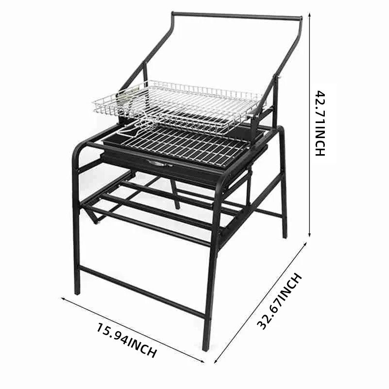 Roaster Meat Grill Adjustable Carbon Plate Manual Flip Charcoal BBQ Grill Rotating Barbecue Grill