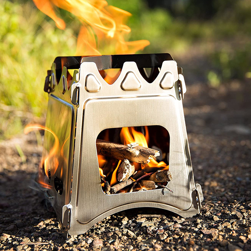 Mini Cooker for BBQ outdoor Folding Wood Burning Camping Stove Camping Hiking Backpacking Stainless Steel portable wood stove