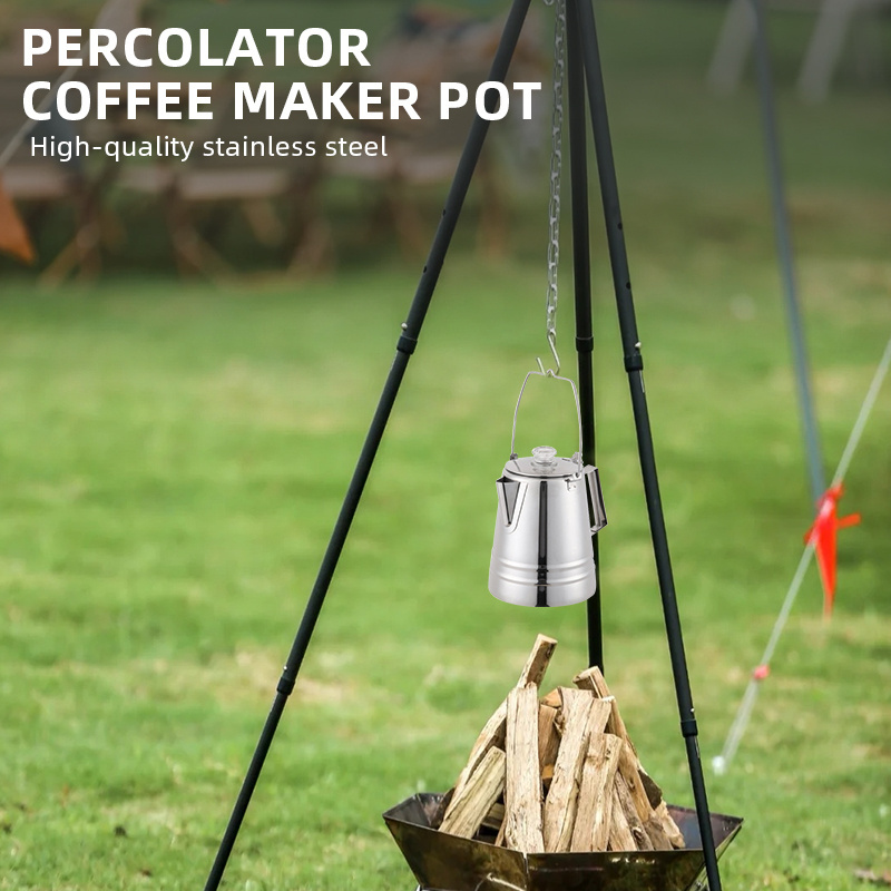 Hiking portable Stainless Steel coffee pot camping outdoor stove boiler percolator mini metal coffee kettle for travel