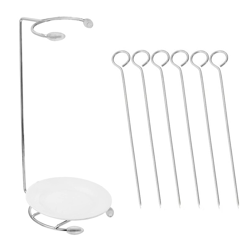 Commercial restaurant Metal Grill barbecue hanging rack stainless steel hanging bbq skewer stand