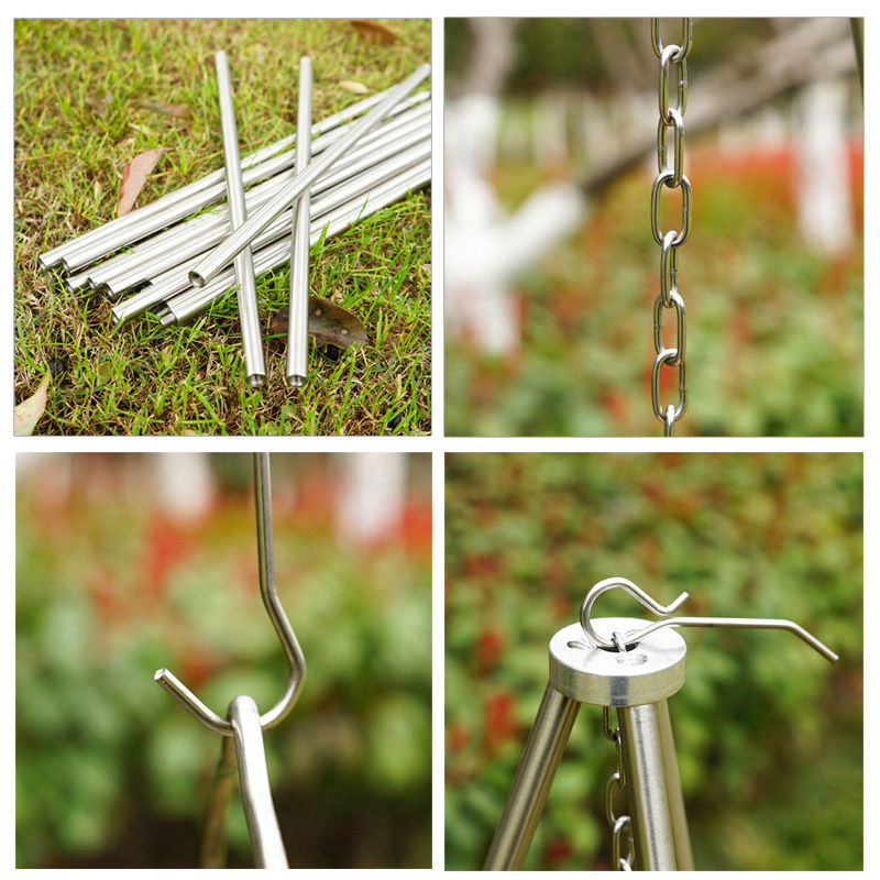 Outdoor Camping Equipment Hanging pot picnic fire stand folding Portable Aluminum alloy camping fire tripod