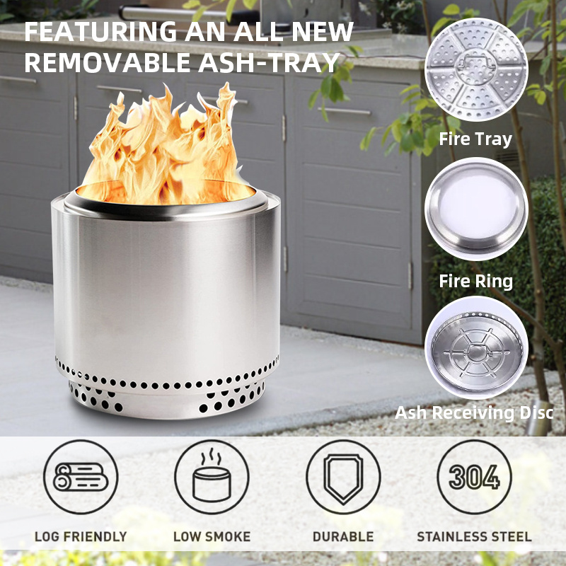 Camping Backyard Party Wood Burning Fireplaces Stainless Steel Portable Outdoor Charcoal Smokeless grill wood burning fire pit