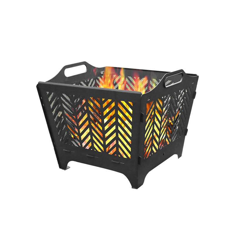 Modern fireplaces small size iron square fire pits Log Stove Fireplace for Outdoor Camping