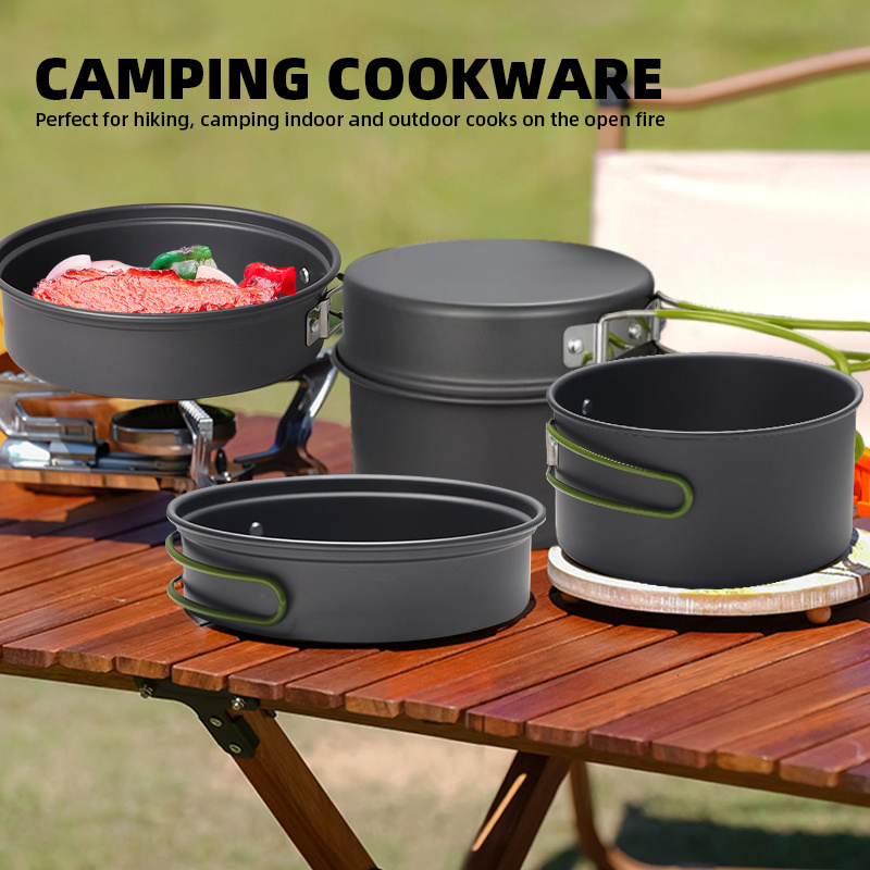 Camping Cookware Set Backpacking Pans Pot Mess Kit Portable Camping Cook Pot And Pans Sets