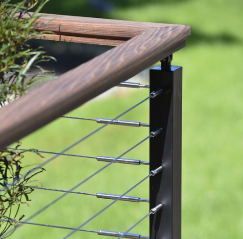 Outdoor Black Cable Railing Handrail Balustrade Balcony Terrace Excellent View Wire Railing Customized SS 304 Cable Railing Post