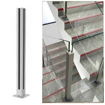 Balcony Railing Glass Fence Modern Slotted Tube Post Outdoor Railing Project Solution Stainless Steel Handrail Balustrade