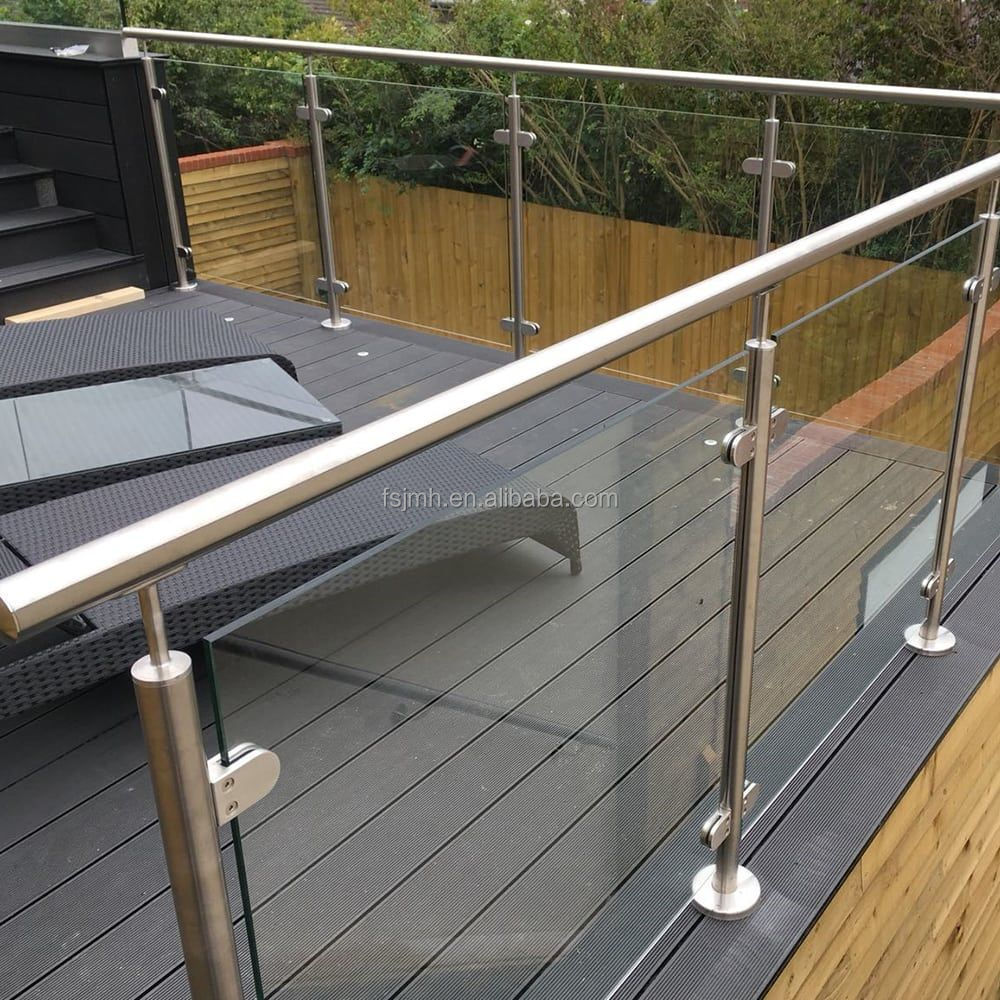 Modern Outdoor Glass Railing Stair Balustrades Stand Column Railing Bracket Handrail Stainless Steel Balcony Glass Railing