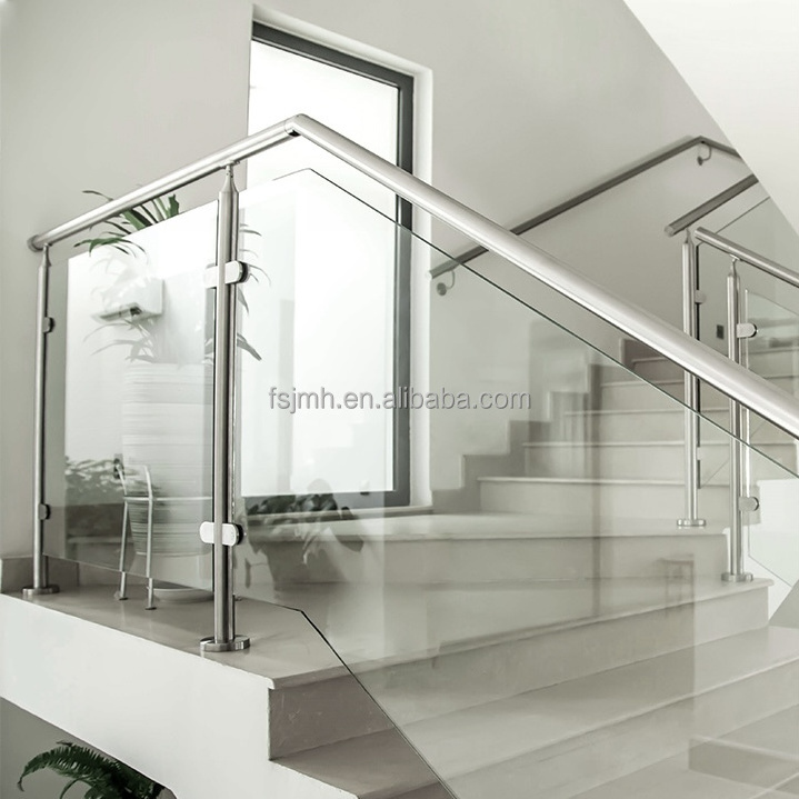 Modern Outdoor Glass Railing Stair Balustrades Stand Column Railing Bracket Handrail Stainless Steel Balcony Glass Railing