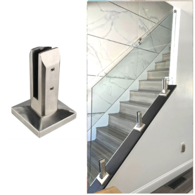 Modern Frameless Glass Railing Balustrade Custom Square Glass Clamp Handrail High Quality Stainless Steel Glass Spigot