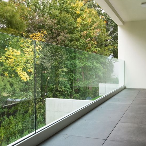 Railing Profile Aluminum Base Shoe U Channel Tempered Glass Fence Panels Frameless Glass Side Mounted Glass Panels