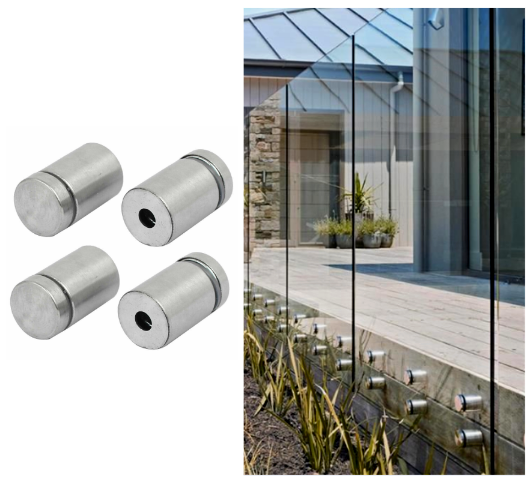 Stainless Steel Standoff Pin Glass Railing Modern Frameless Glass Clamp Side Mounted Toughened Glass Bracket