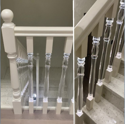 Acrylic Railing Luxury Villa Transparent Plastic Acrylic Decorative Crystal Railing Handrail