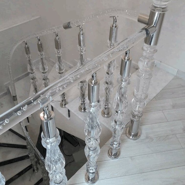 Acrylic Railing Handrail For Wood Stairs Light Luxury Style Wholesale Decorative Transparency Acrylic Handrail Crystal Baluster