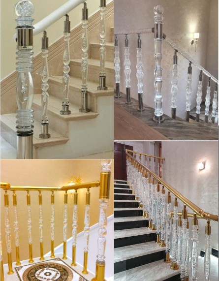 Acrylic Railing Handrail For Wood Stairs Light Luxury Style Wholesale Decorative Transparency Acrylic Handrail Crystal Baluster