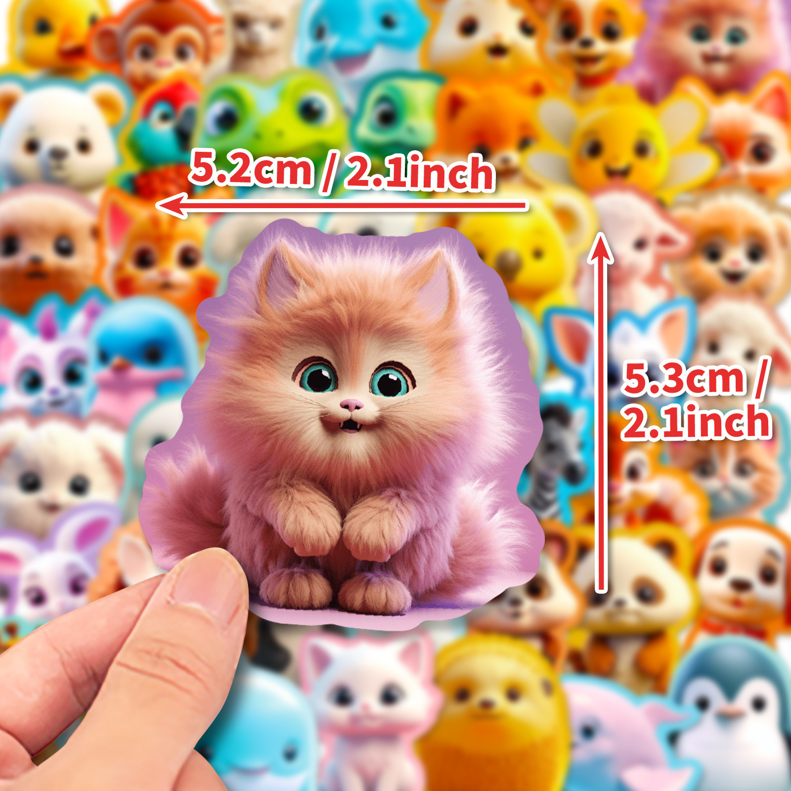 Direct Selling 3D Animal Stickers Cute Cartoon Animal Stickers Creative 3D Cartoon Animal Avatar Children's Stickers