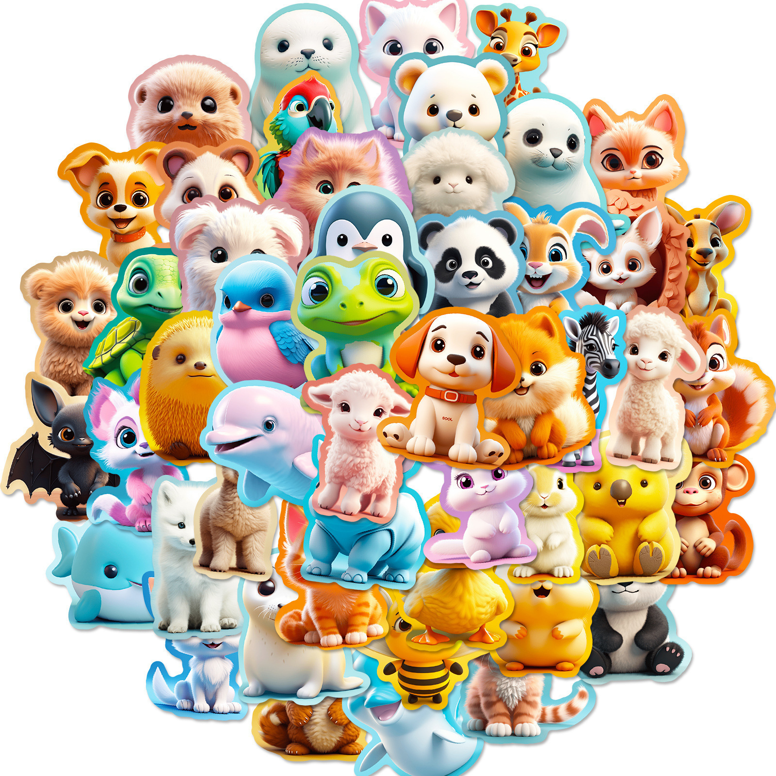 Direct Selling 3D Animal Stickers Cute Cartoon Animal Stickers Creative 3D Cartoon Animal Avatar Children's Stickers