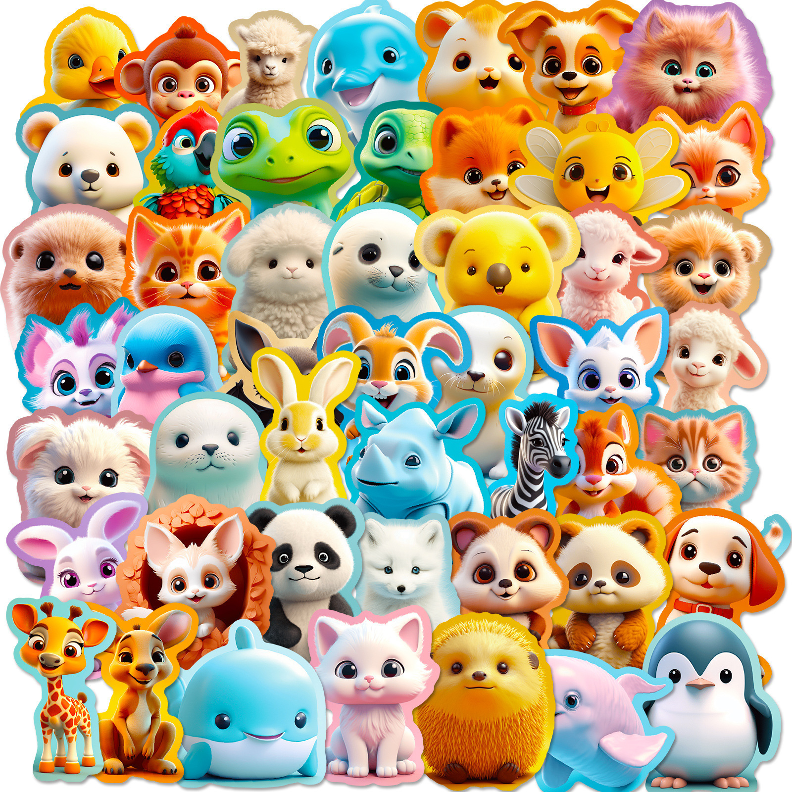 Direct Selling 3D Animal Stickers Cute Cartoon Animal Stickers Creative 3D Cartoon Animal Avatar Children's Stickers