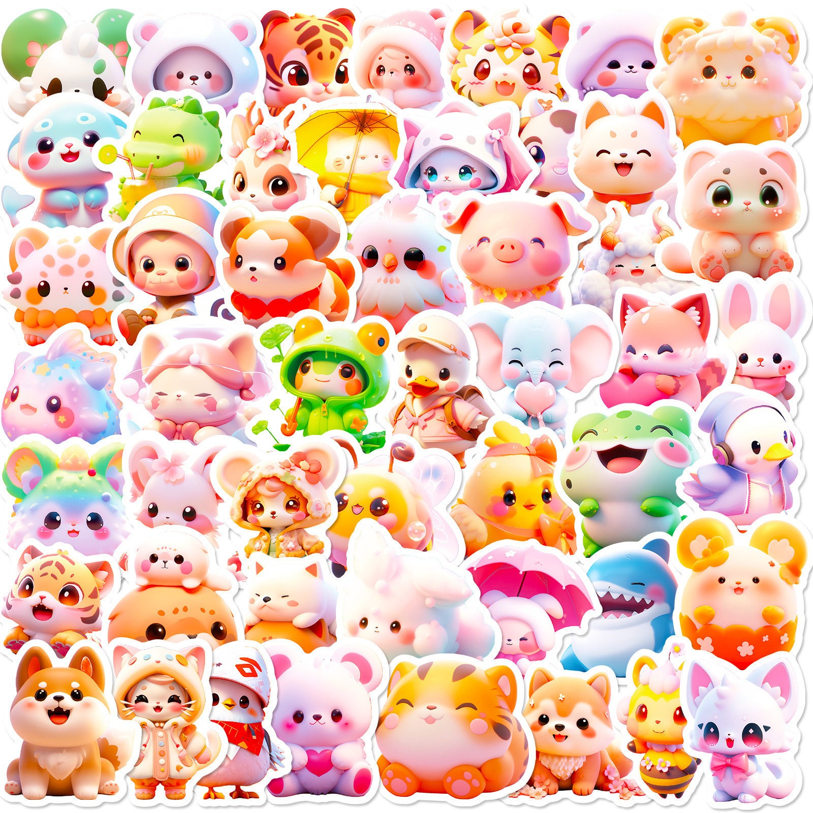 Direct Selling 3D Animal Stickers Cute Cartoon Animal Stickers Creative 3D Cartoon Animal Avatar Children's Stickers